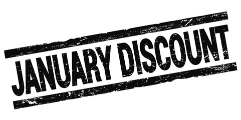 JANUARY DISCOUNT text on black rectangle stamp sign.