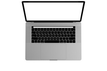 Fototapeta na wymiar Isolated laptop with touch bar angle view