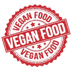 VEGAN FOOD text on red round stamp sign