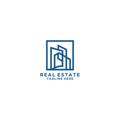 Real estate logo design. House and building vector