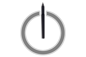 sample of black pen combined with gray color, template for design on white background, on and off...