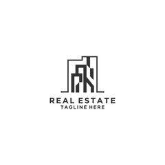 Real estate logo design. House and building vector