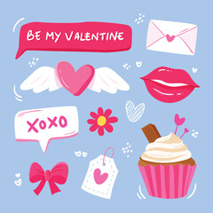 Hand drawn happy valentine's day element collection