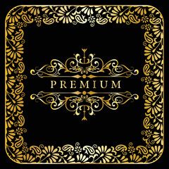 Vintage set of vector round elements. Different Golden elements for design frames, cards, backgrounds and monograms. Classic patterns with text.