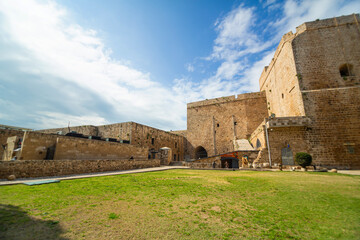 Fototapeta na wymiar Fort in the city of Akko, medieval buildings made of stone