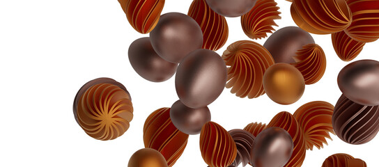 Luxury golden easter eggs isolated