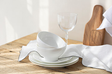 Ceramic rice bowl with blank plate.