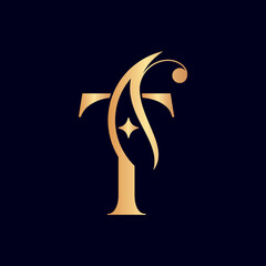 Fototapeta na wymiar women fashion hotel luxury logo letter T
