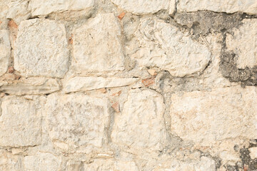 Light Old Brickwork Texture. Ancient Brick Wall.