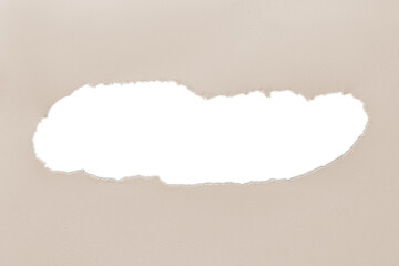 Ripped beige paper. Nude. Contrast. isolated.