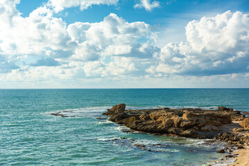 Stone coast of the sea. Seascape a a