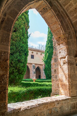 Fototapeta na wymiar Cistercian monastery of Rueda, 13th century, located in the Monasterio de Piedra, Zaragoza, Aragon, Spain.