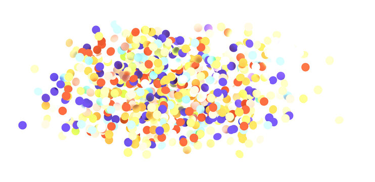 Multicolor confetti abstract background with a lot of falling pieces, isolated on a white background. - in 3d png