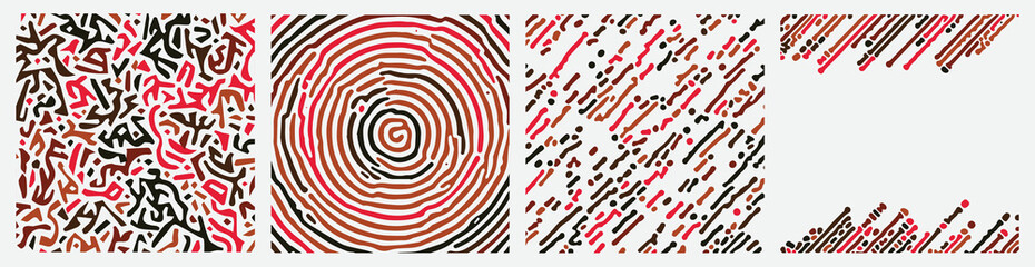 Abstract pattern reaction biology diffusion turing red black brown on white background. Vector illustration. 