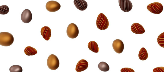 3d rendering of Easter elegant eggs with gold paint