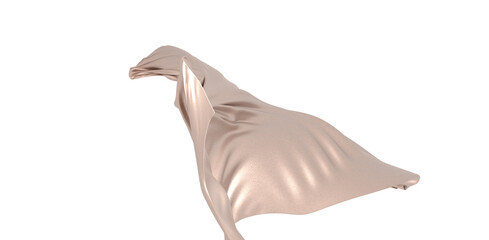 Flying gold cloth isolated on white background 3D render