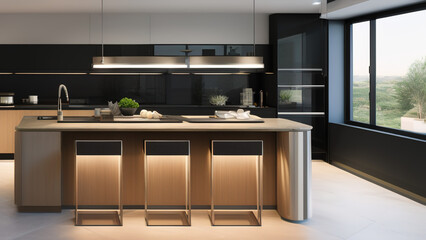 modern kitchen, suburbs, apartments, Generative AI