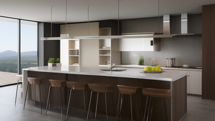 modern kitchen, suburbs, apartments, Generative AI