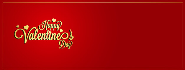 happy valentines day red  banner with golden letter