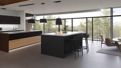 Fototapeta premium modern kitchen, suburbs, apartments, Generative AI