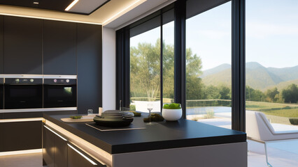 Fototapeta premium modern kitchen, suburbs, apartments, Generative AI