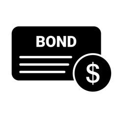 Bond and dollar coin silhouette icon. Government and corporate debt. Vector.