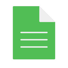 Flat design green sheet icon. File and data. Vector.