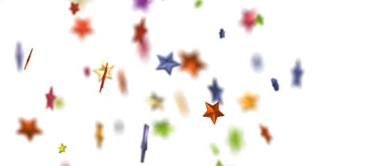 Banner with colour decoration. Festive border with falling glitter dust and stars.