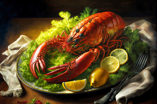 Delicious Seafood Dish With Lobster And Lettuce