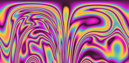 Abstract trippy background with ebru marbling texture and colorful leaks. 