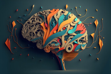 Beautiful illustration of a human brain with generative AI