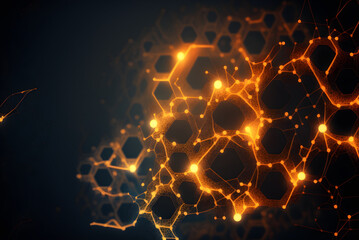 Glowing abstract orange neural network generative ai