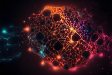 Glowing abstract orange neural network generative ai
