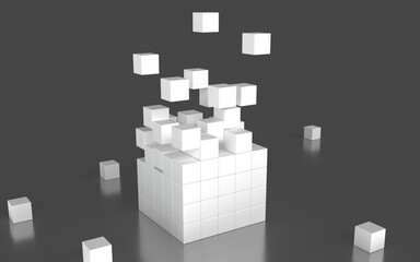 積み上げられるキューブの3Dイラストレーション