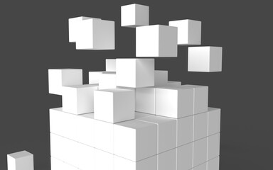 積み上げられるキューブの3Dイラストレーション