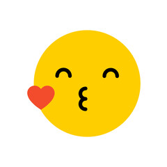 Blowing a kiss emoji face. Icon emoticon vector flat illustration.