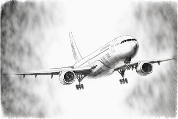 Fototapeta premium illustration of a passenger plane. sketch. isolated. Generative AI