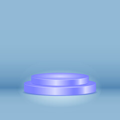 blue cylinder podium. 3d, simple, modern, minimal and elegant concept. used for pedestal, product display and stage showcase