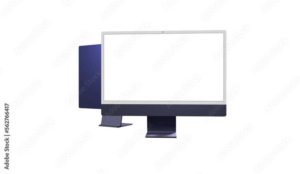 Aufkleber workspace blank screen desktop computer, mockup computer modern