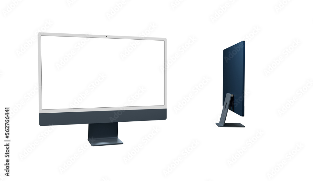 Poster computer display with blank white screen 3d modern