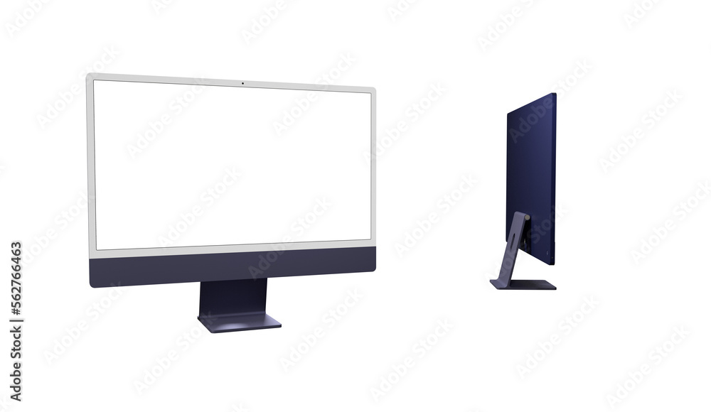 Poster realistic flat screen computer monitor 3de style mockup with blank screen isolated 3d modern