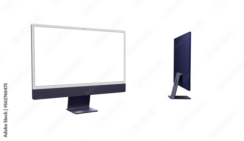 Poster realistic flat screen computer monitor 3de style mockup with blank screen isolated 3d modern