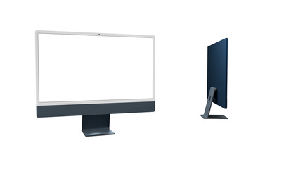 Computer display with blank white screen 3d modern