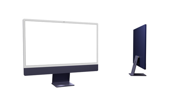 Computer display with blank white screen 3d modern