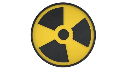 Foto op Aluminium Radioactive symbol. Nuclear pictogram. Isolated on white background. 3D render. Clipping path included. © Source Of Yours