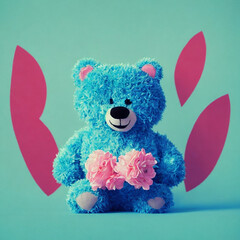 Valentine Day Teddy Bear. Generative AI