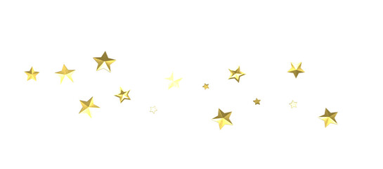 Banner with golden decoration. Festive border with falling glitter dust and stars.