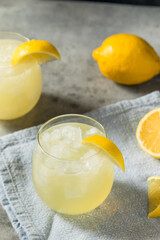 Cold Refreshing Lemon Sparkling Italian Soda