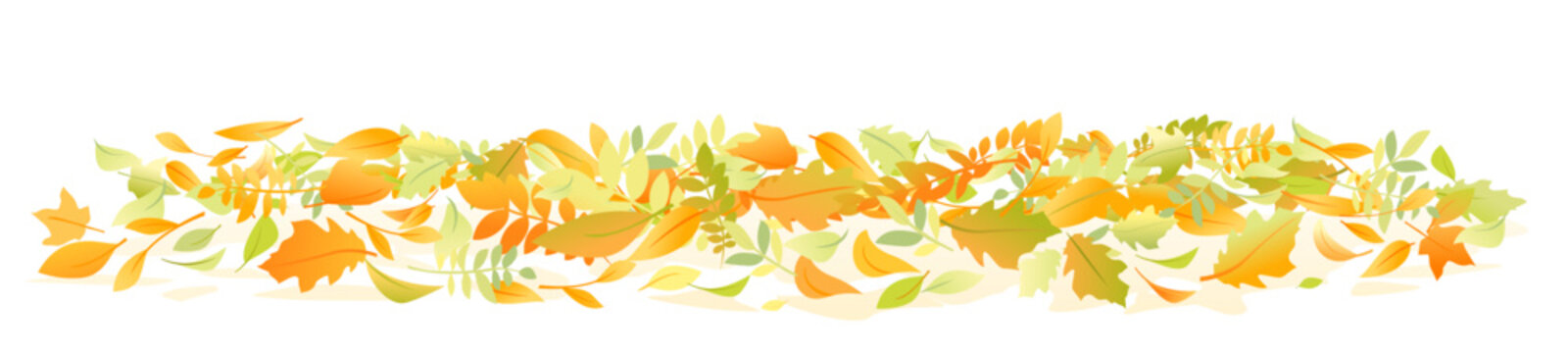 Group of various autumn fallen leaves in red and orange colors lying on ground isolated, dump of different leaves, autumn concept illustration clipart