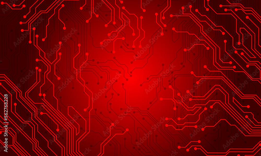 Poster red line circuit computer technology futuristic background design creative vector